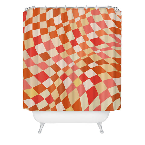 Little Dean Shades of red checker pattern Shower Curtain