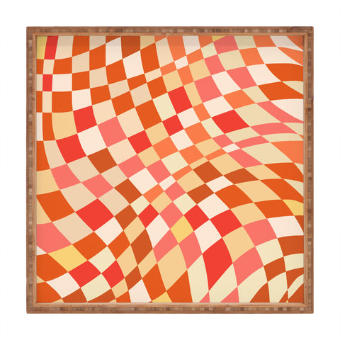 Little Dean Shades of red checker pattern Square Tray
