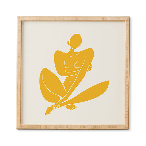 Little Dean Sitting nude in yellow modern Framed Wall Art