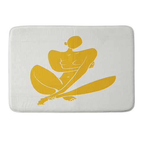 Little Dean Sitting nude in yellow modern Memory Foam Bath Mat