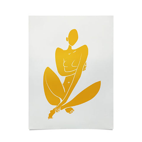 Little Dean Sitting nude in yellow modern Poster