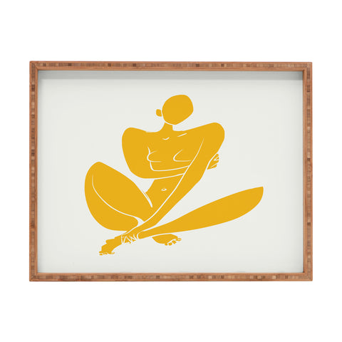 Little Dean Sitting nude in yellow modern Rectangular Tray