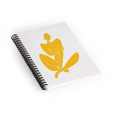 Little Dean Sitting nude in yellow modern Spiral Notebook