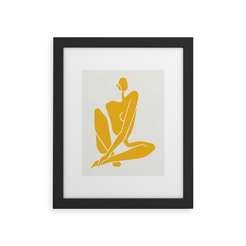 Little Dean Sitting nude in yellow Framed Art Print