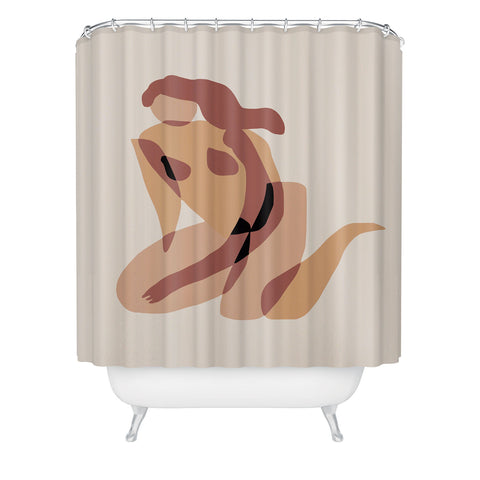 Little Dean Terracotta nude Shower Curtain