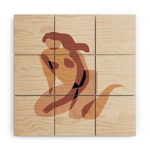 Little Dean Terracotta nude Wood Wall Mural