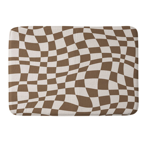 Little Dean Wavy brown checker Memory Foam Bath Mat