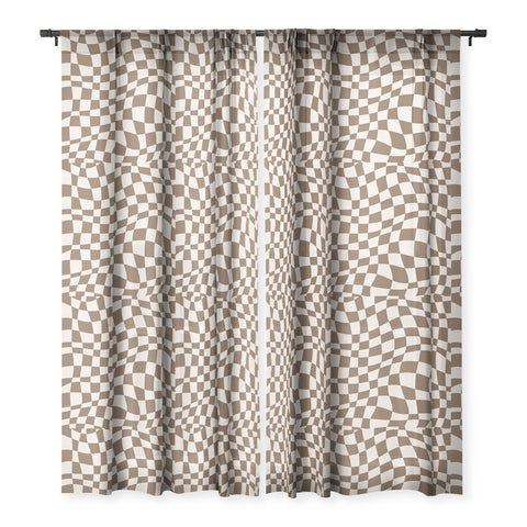 Little Dean Wavy brown checker Sheer Window Curtain