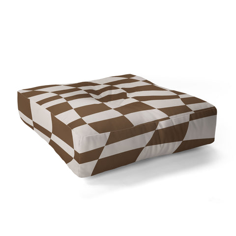 Little Dean Wavy brown checker Floor Pillow Square