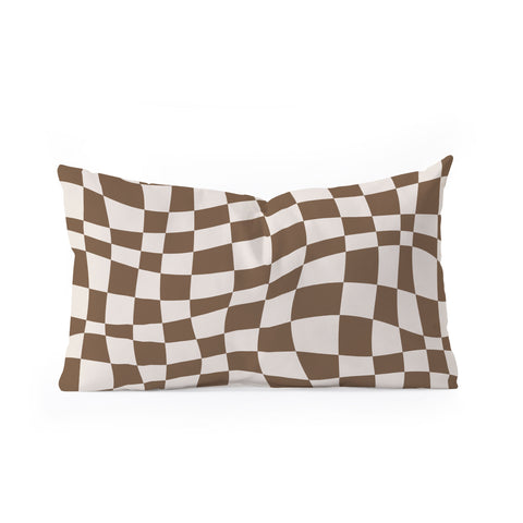 Little Dean Wavy brown checker Oblong Throw Pillow