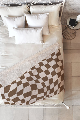 Little Dean Wavy brown checker Fleece Throw Blanket