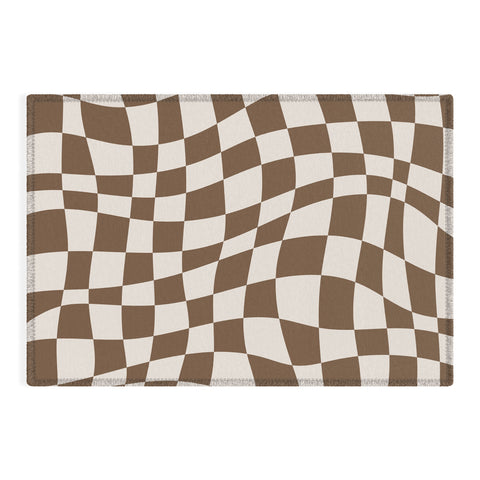Little Dean Wavy brown checker Outdoor Rug