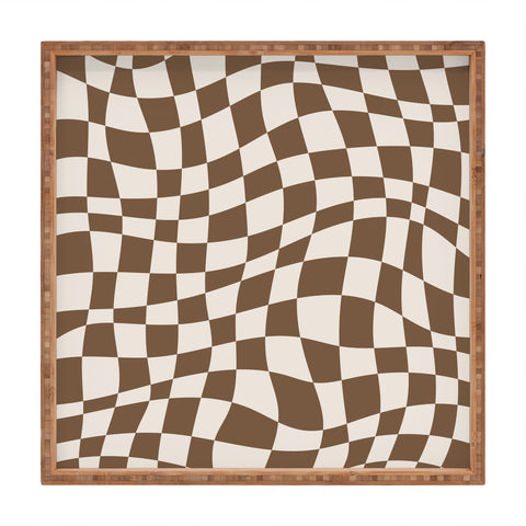 Little Dean Wavy brown checker Square Tray