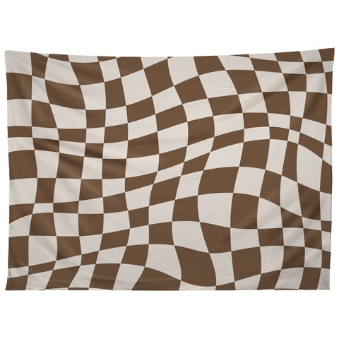 Little Dean Wavy brown checker Tapestry