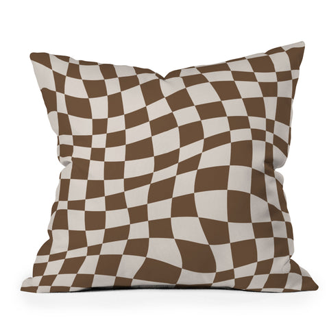 Little Dean Wavy brown checker Throw Pillow
