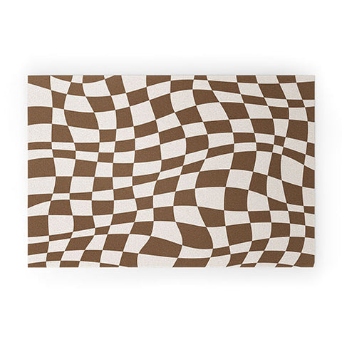 Little Dean Wavy brown checker Welcome Mat