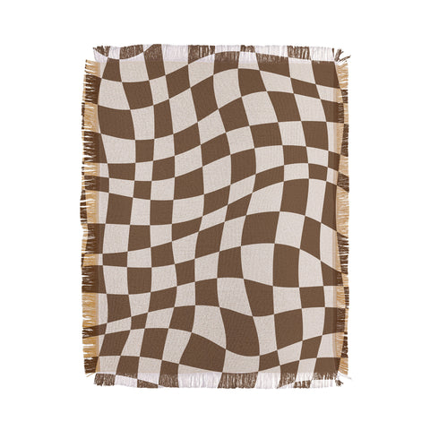 Little Dean Wavy brown checker Throw Blanket