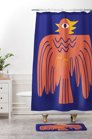 Little Dean Whimsical phoenix Shower Curtain And Mat