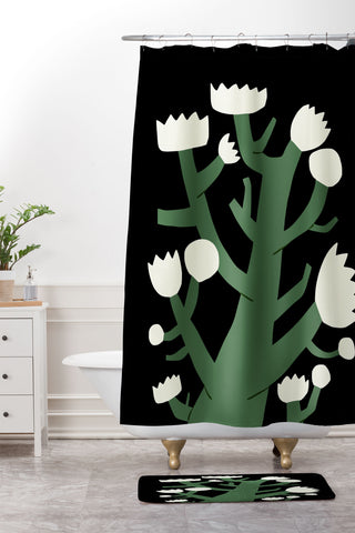 Little Dean White blossom spring Shower Curtain And Mat