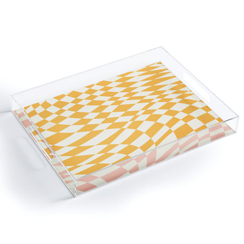 Little Dean Yellow and white checker twist Acrylic Tray