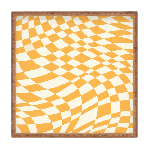Little Dean Yellow and white checker twist Square Tray