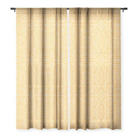 Little Dean Yellow mustard boho stripe Sheer Window Curtain