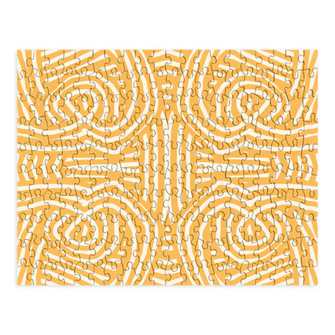 Little Dean Yellow mustard boho stripe Puzzle
