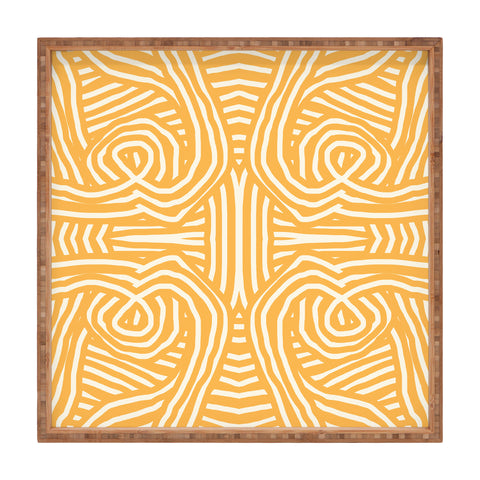 Little Dean Yellow mustard boho stripe Square Tray