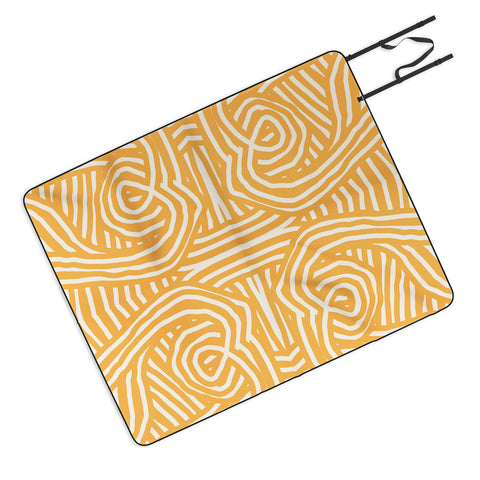 Little Dean Yellow mustard boho stripe Picnic Blanket