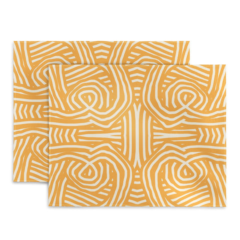 Little Dean Yellow mustard boho stripe Placemat