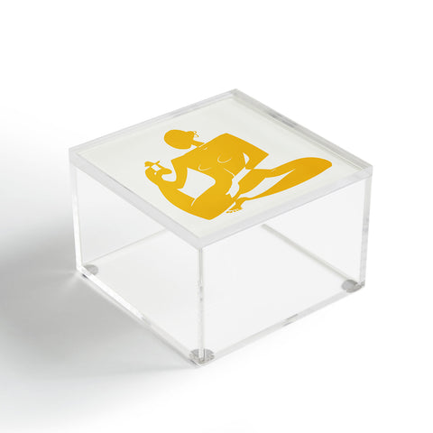 Little Dean Yoga nude in yellow Acrylic Box