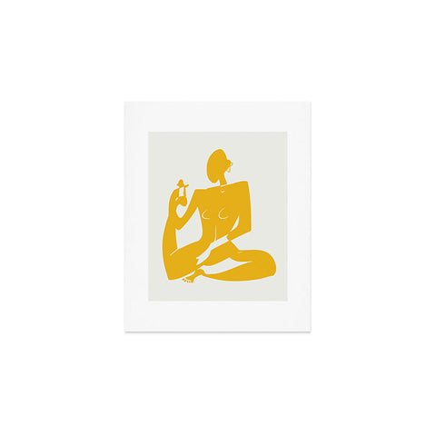 Little Dean Yoga nude in yellow Art Print