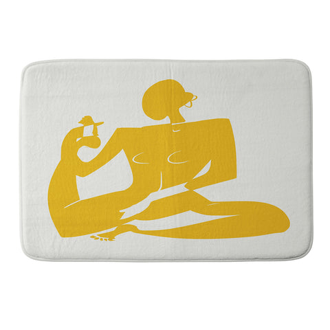 Little Dean Yoga nude in yellow Memory Foam Bath Mat