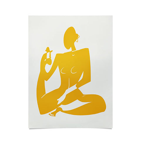 Little Dean Yoga nude in yellow Poster