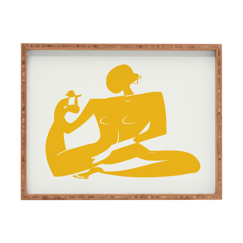 Little Dean Yoga nude in yellow Rectangular Tray