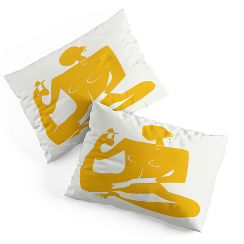 Little Dean Yoga nude in yellow Pillow Shams