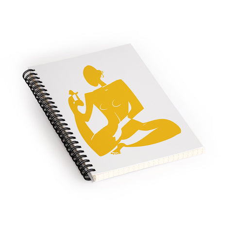 Little Dean Yoga nude in yellow Spiral Notebook