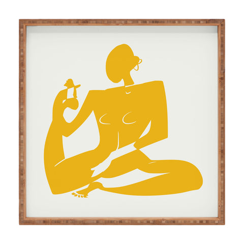Little Dean Yoga nude in yellow Square Tray