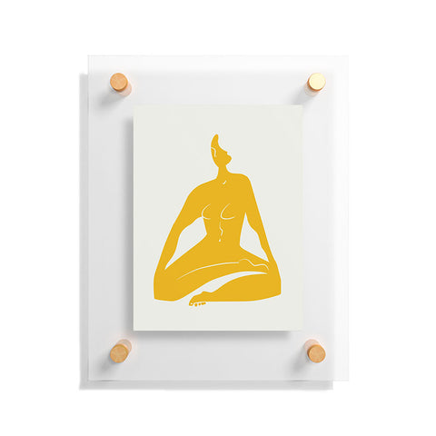 Little Dean Zen nude in yellow Floating Acrylic Print