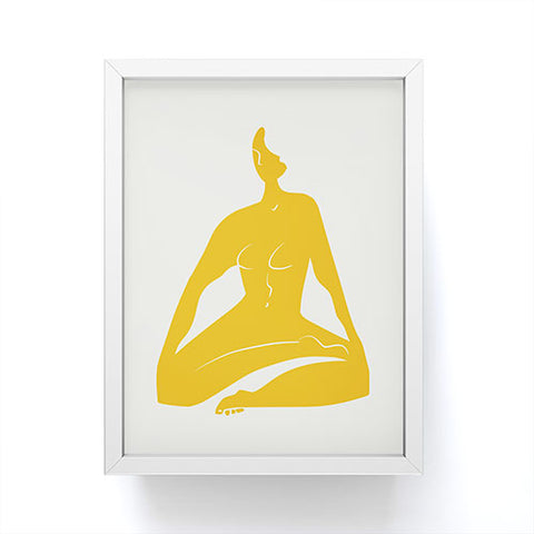 Little Dean Zen nude in yellow Framed Mini Art Print