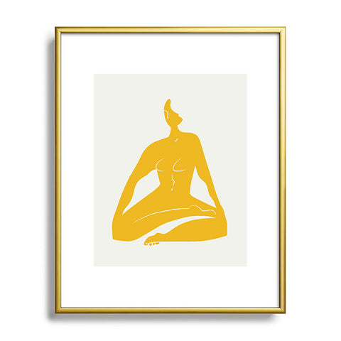 Little Dean Zen nude in yellow Metal Framed Art Print