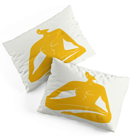 Little Dean Zen nude in yellow Pillow Shams