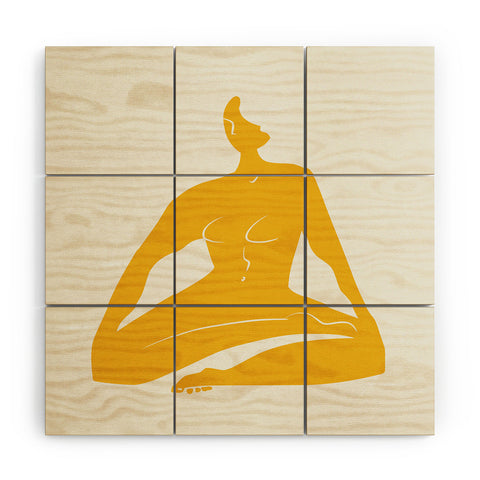 Little Dean Zen nude in yellow Wood Wall Mural