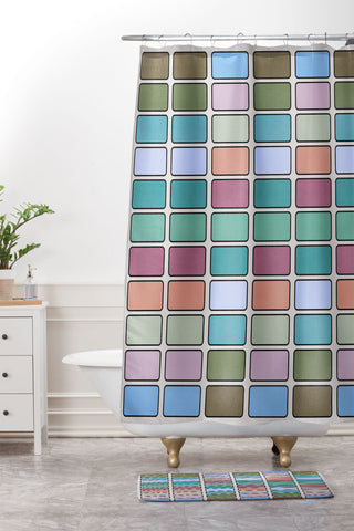 Lola Terracota 80s arcade motherboard pattern Shower Curtain And Mat