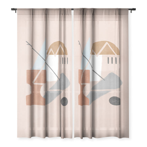 Lola Terracota Abstract 124 Sheer Non Repeat