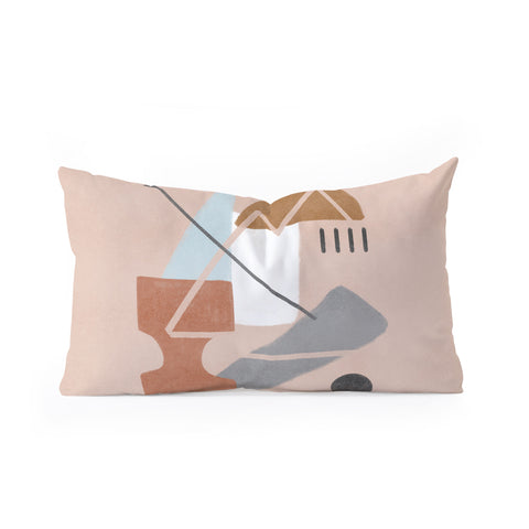 Lola Terracota Abstract 124 Oblong Throw Pillow