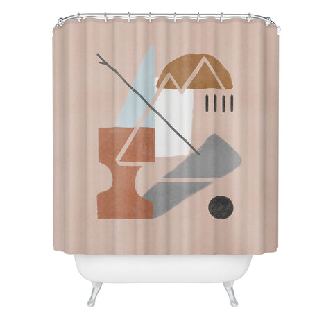 Lola Terracota Abstract 124 Shower Curtain