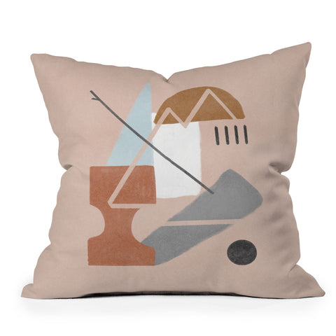 Lola Terracota Abstract 124 Outdoor Throw Pillow