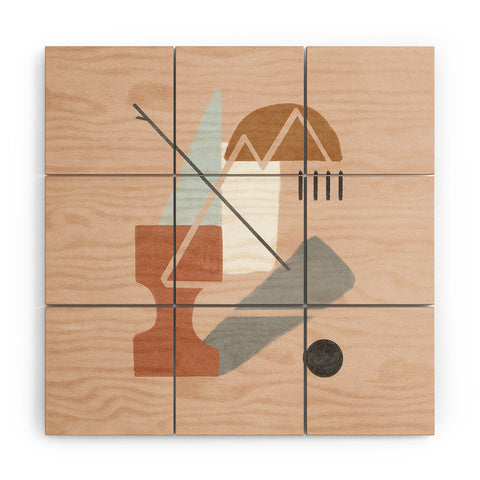 Lola Terracota Abstract 124 Wood Wall Mural