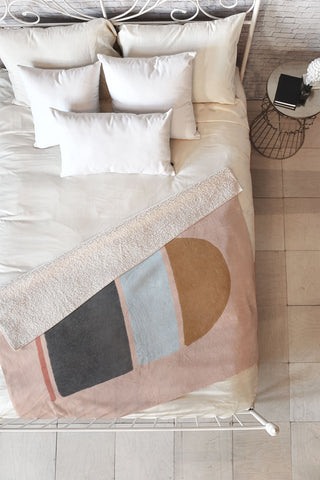 Lola Terracota Abstract interaction 123 Fleece Throw Blanket